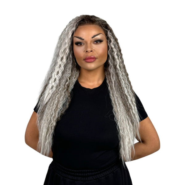 90s Mariah | Rooted Mixed Ash Blonde 24” Synthetic Lace Front Wig