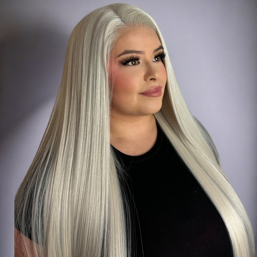 American Blonde | Straight White Blonde 24" Synthetic Lace Front Wig