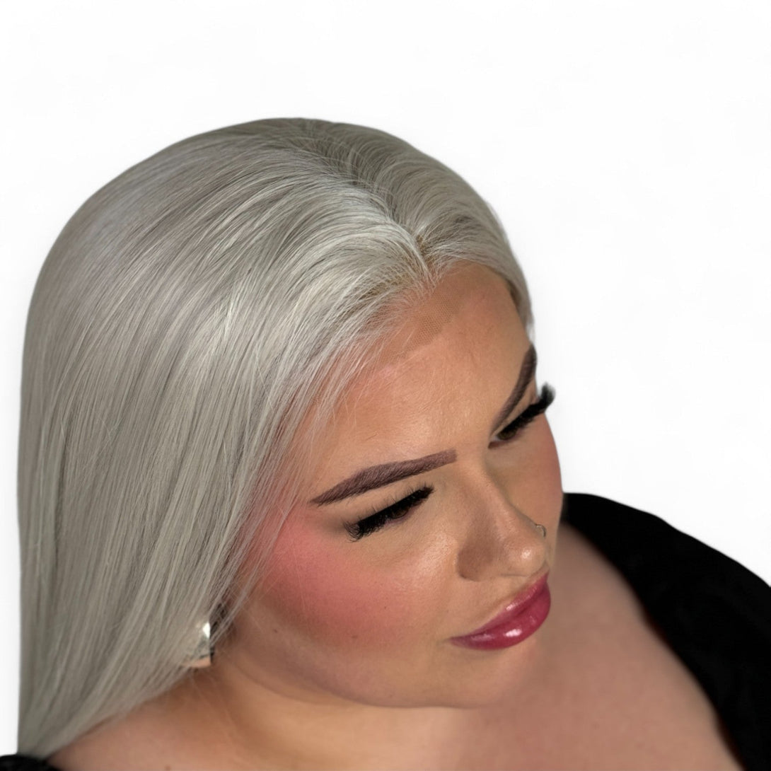 American Blonde | Straight White Blonde 24" Synthetic Lace Front Wig