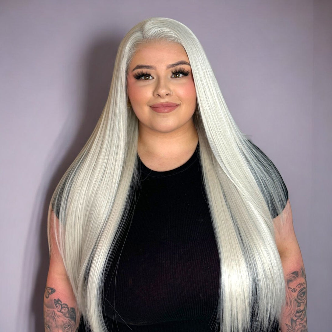 American Blonde | Straight White Blonde 24" Synthetic Lace Front Wig