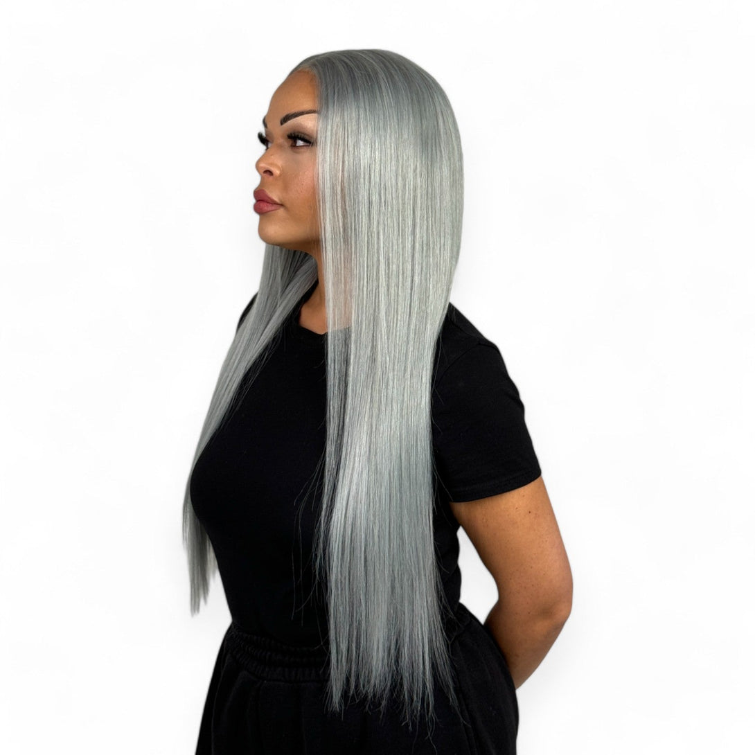 Kylie | 26" Platinum Silver Human Hair Wig