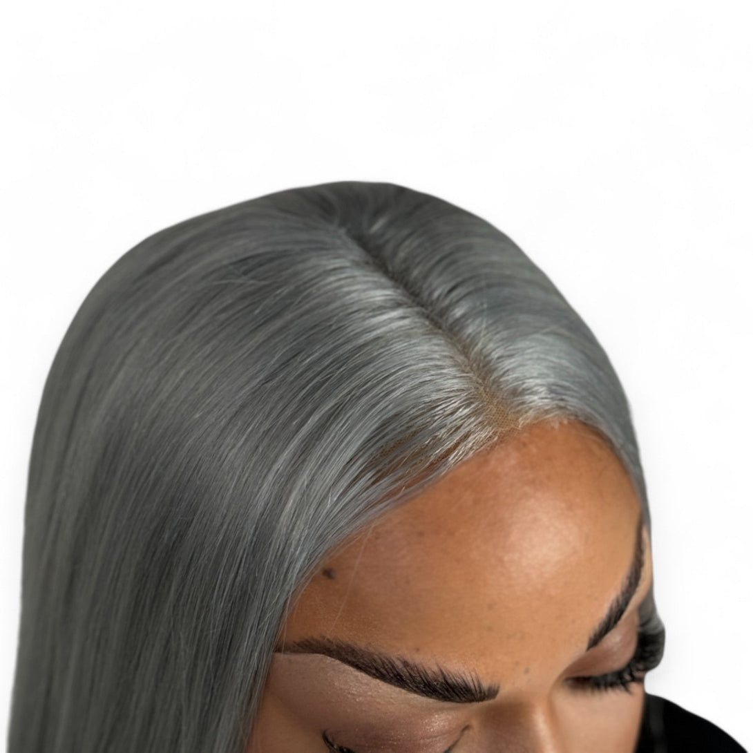 Kylie | 26" Platinum Silver Human Hair Wig