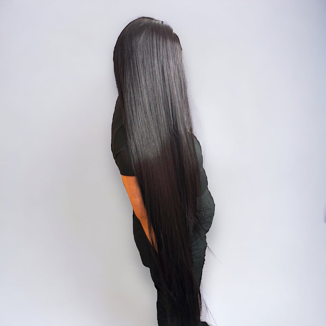 Miss Cardi - Black Extra Long Straight Synthetic Lace Front Wig