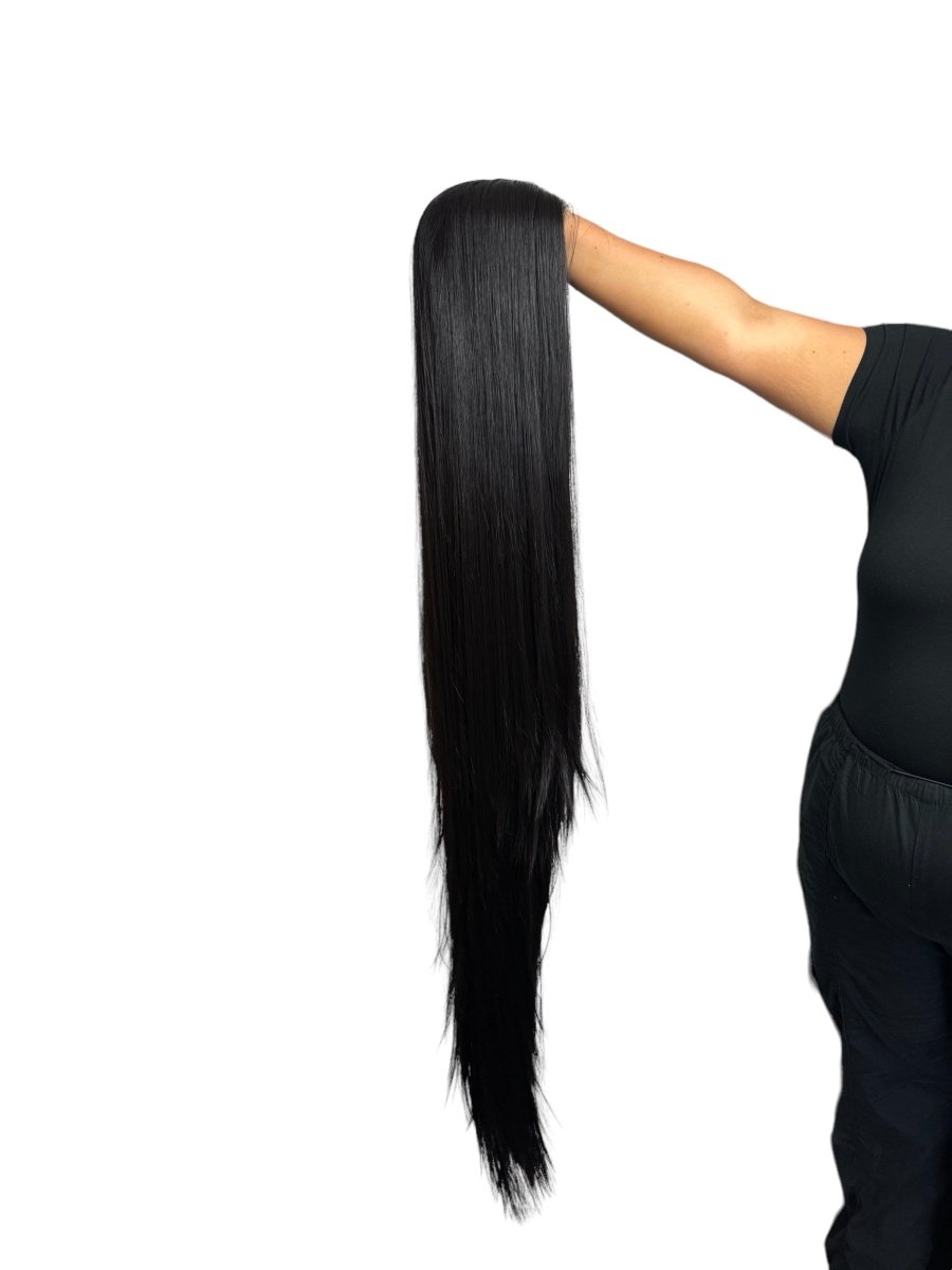 Miss Cardi - Black Extra Long Straight Synthetic Lace Front Wig