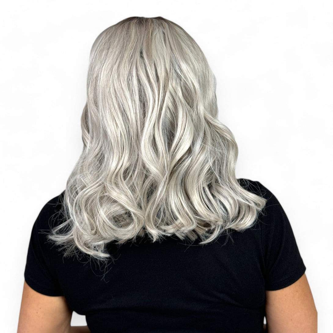 Miss Courtney | Mixed Ash Blonde 14” Synthetic Lace Front Wig