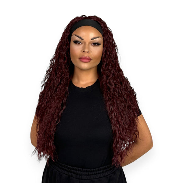 Miss Destiny | 24” Brown Burgundy Synthetic Headband Wig