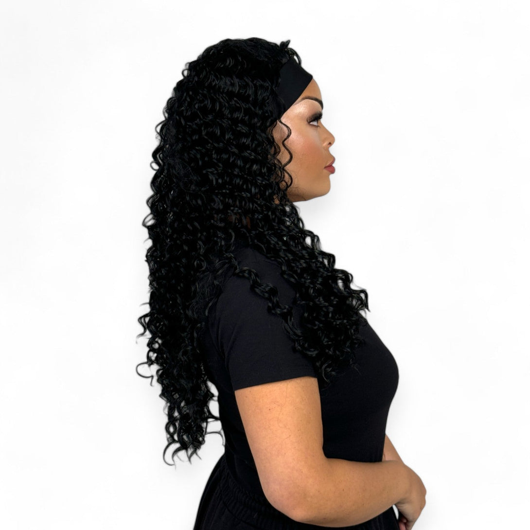 Miss Destiny | Jet Black 14”Synthetic Headband Wig