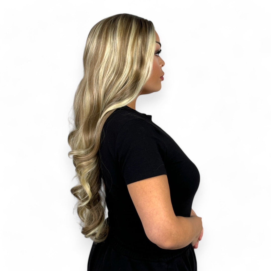 Miss Honey | Brown Rooted Mixed Blonde Balayage 26” Synthetic Lace Front Wig