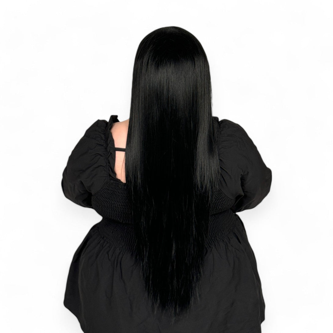 Miss Jet Black | Black Straight 24" Synthetic Lace Front Wig