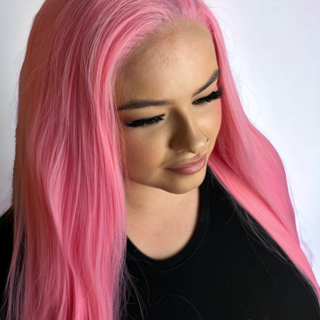 Miss Pink Dreams - Bubblegum Pink Synthetic Lace Front Wig