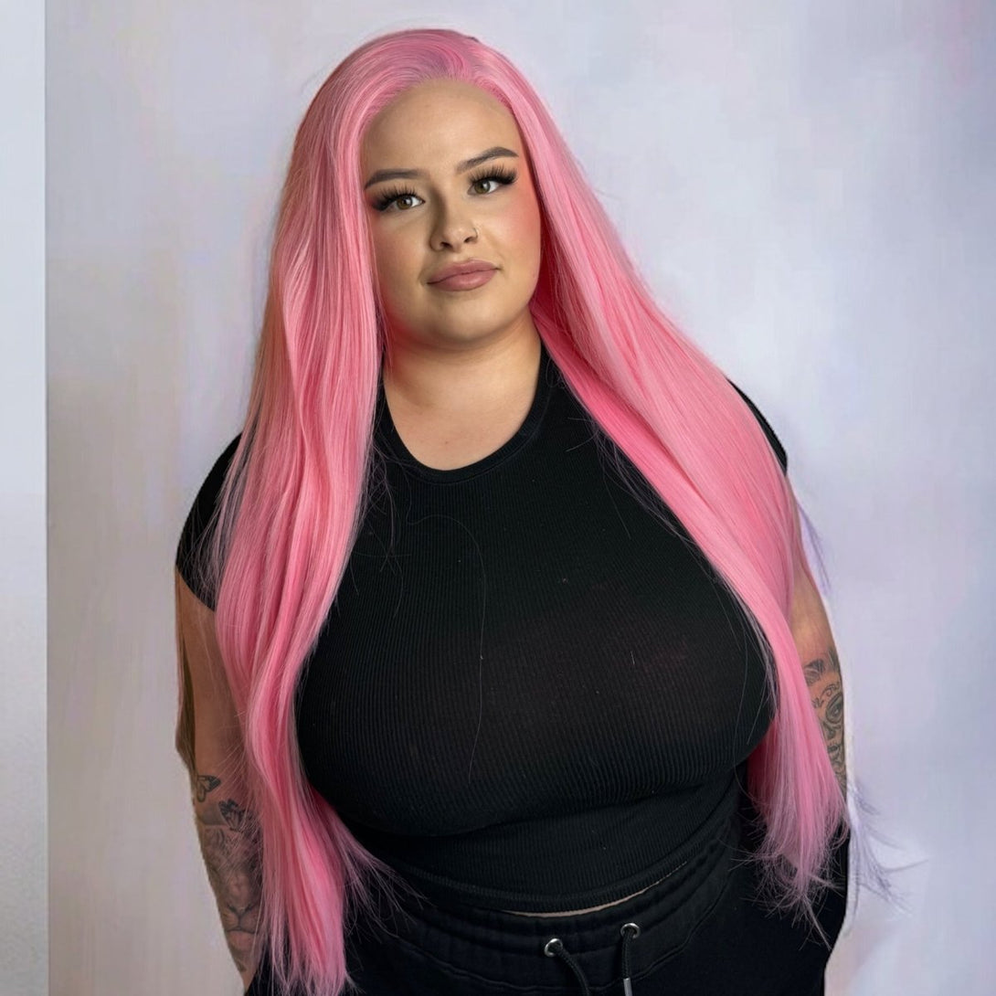 Miss Pink Dreams - Bubblegum Pink Synthetic Lace Front Wig