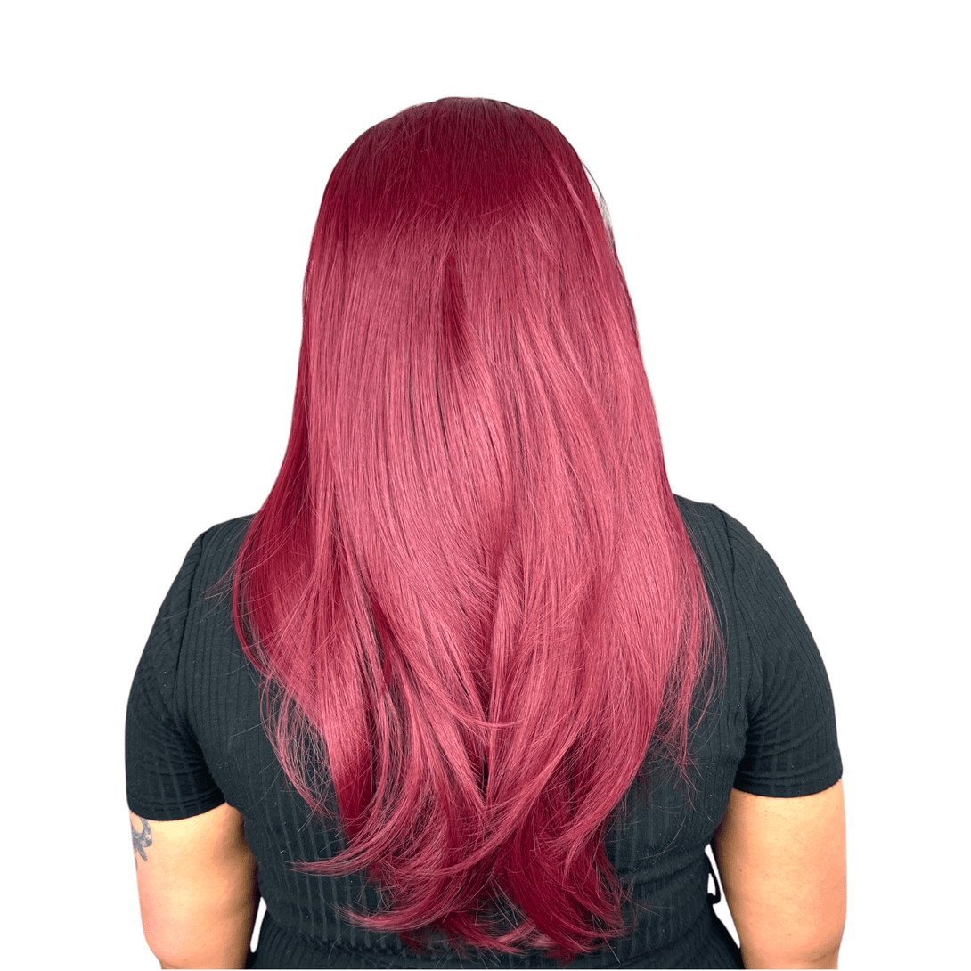 Miss Scarlet | Cherry Red 22” Straight Layered Synthetic Lace Front Wig