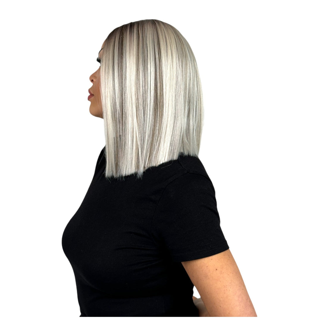 Posh Spice | Ash Blonde Blunt Bob 14" Synthetic Lace Front Wig