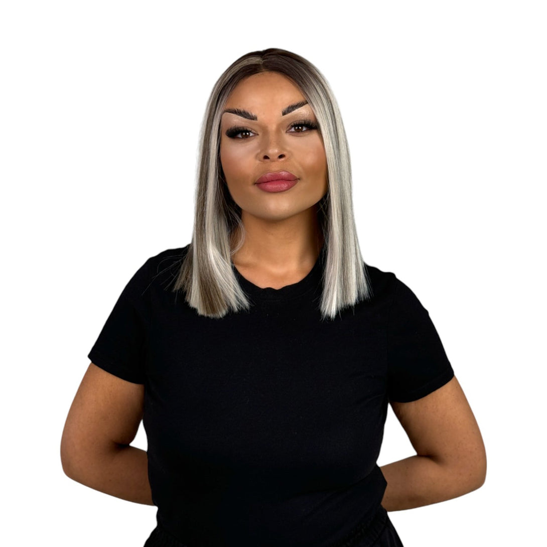 Posh Spice | Ash Blonde Blunt Bob 14" Synthetic Lace Front Wig