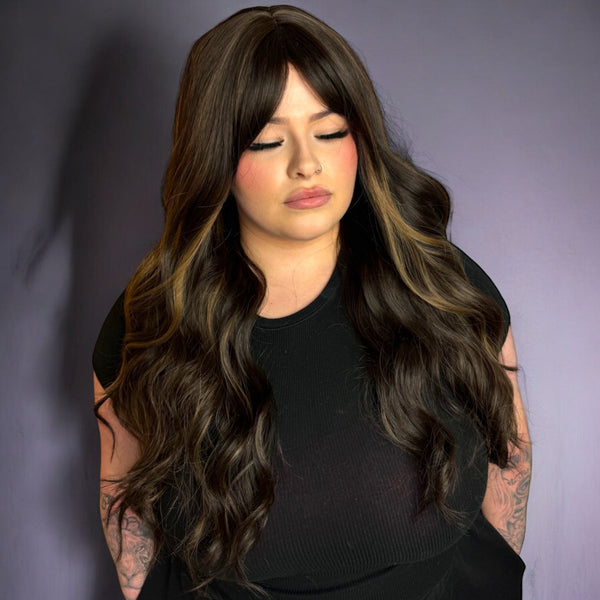 Sasha | Espresso & Caramel Brown 24" Synthetic Wig