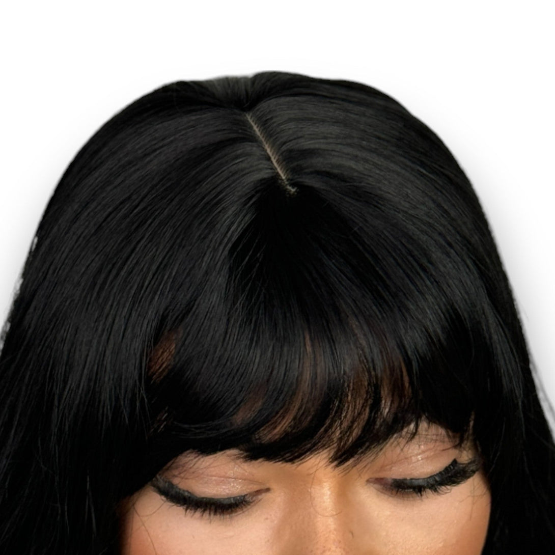 Sasha | Jet Black Curly Fringe 24" Synthetic Wig